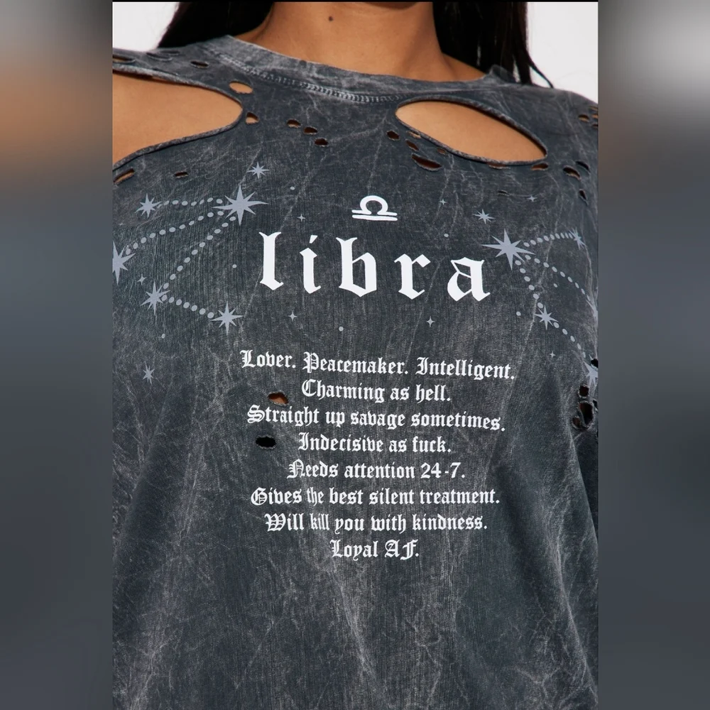 Libra distressed tee charcoal - Picture 2 of 4
